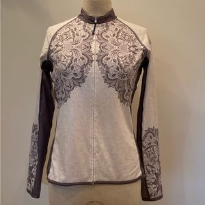 Canari Womens Gray White Long Sleeve Cycling Shirt/ Beautiful Print / Size XL